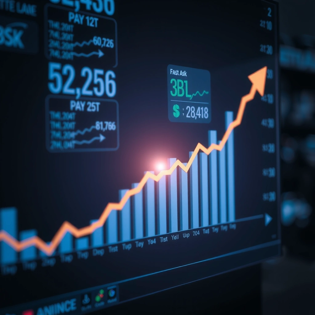 Financial chart abstraction showing performance spikes